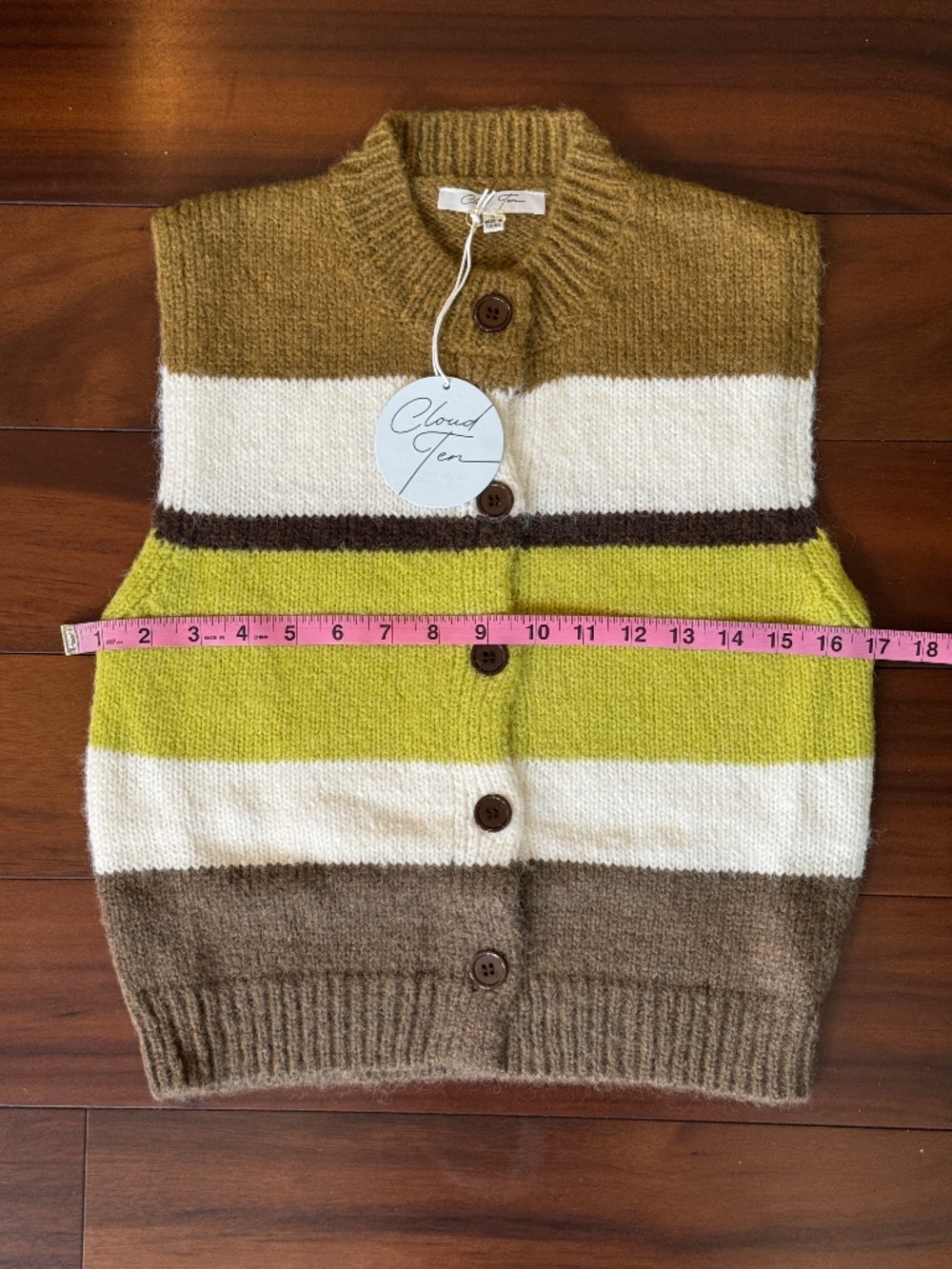 SLEEVELESS BUTTON UP COLOR BLOCK STRIPES SWEATER VEST TOP SIZE SMALL - NWT - Picture 13 of 15